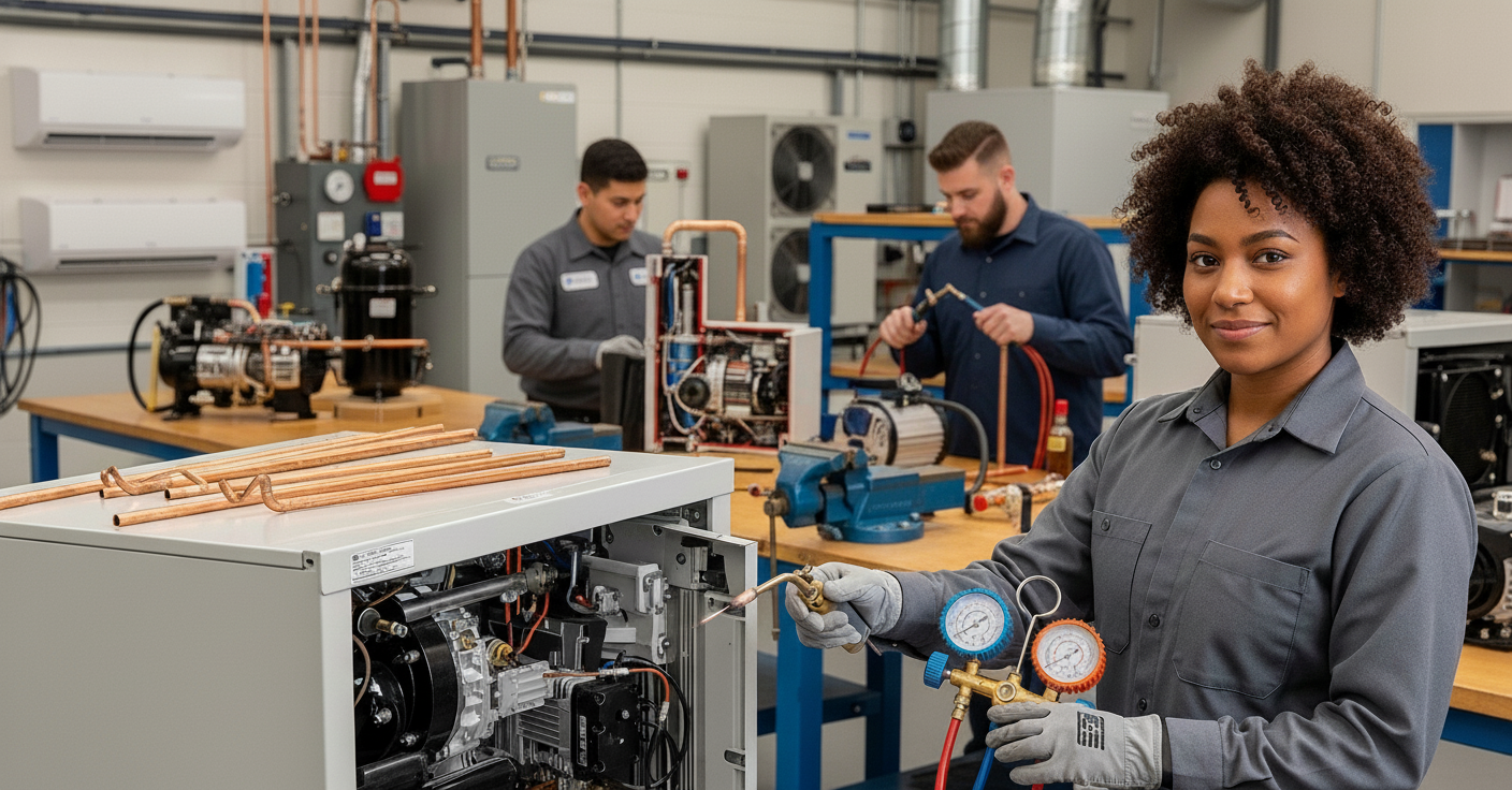 Group of individuals working in an HVAC/R space
