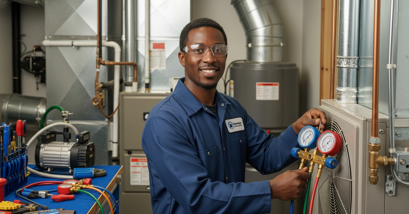 Male HVAC/R technician working